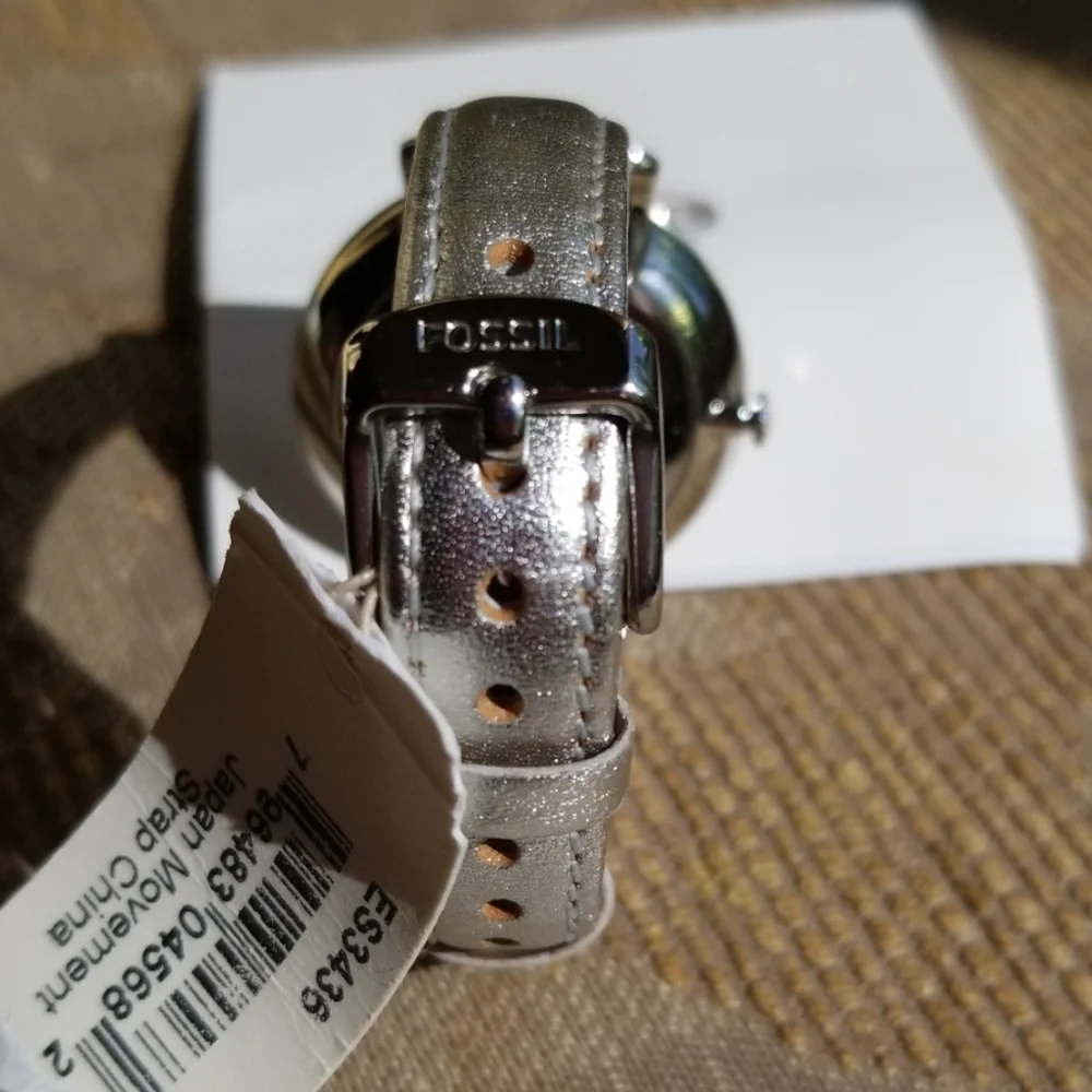 Jacqueline White Dial Silver Leather Strap watch